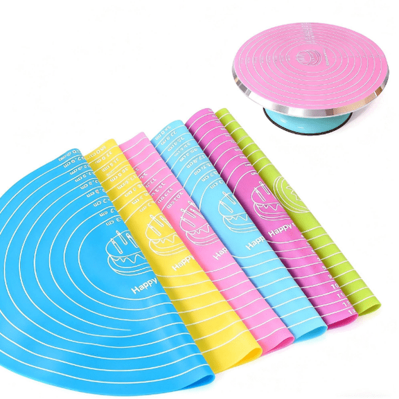 Professional Cake Decorating Mat with Measurement Guide — Multi-Use Silicone Mat for Precision Baking & Frosting