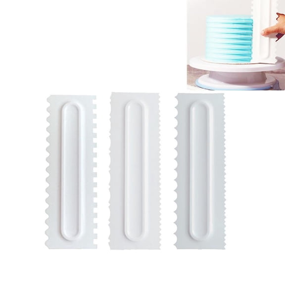 Professional Cake Decorating Tools, Exquisite Sawtooth Cake Scraper, Smooth Plastic Icing Smoother For Creative Cake Edge Design, Food Grade Plastic,