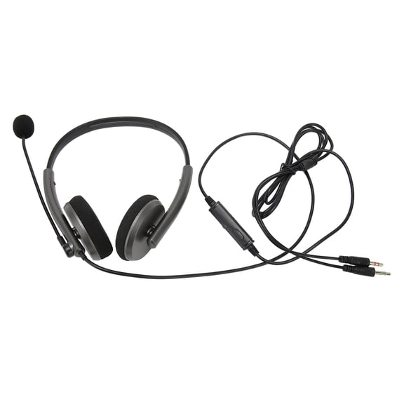 Professional Call Center Headset with Dual 3.5mm Connectors, Noise Cancelling Wired Computer Telephone Headphones, HD Stereo Sound Business Headset for Office & PC, Space Gray / 7 x 5.9 in