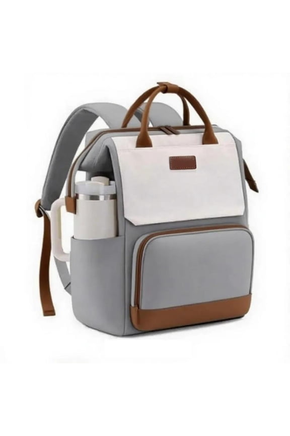 Professional & Campus Laptop Backpack for Women - Waterproof 15.6 Inch Work Backpack with Convenient Cup Sleeve, Commuter and Teacher Approved, Beige-Brown