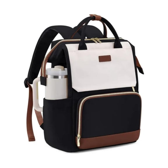 Professional & Campus Laptop Backpack for Women - Waterproof 15.6 Inch Work Backpack with Convenient Cup Sleeve, Commuter and Teacher Approved, Beige-Brown