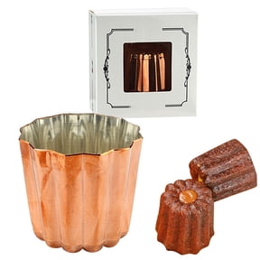 Professional Cannele Copper Molds Set - French Baking Tools with Tin Lining for Perfect Caramelized Crust & Custard Centers, 6-Piece Kit Clearance