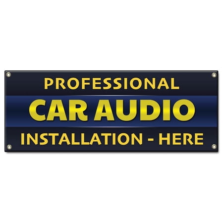 Professional Car Audio Installation | 48" X 120" Banner | Heavy Duty 13oz. Outdoor Vinyl Single Sided With Grommets | Made in The USA