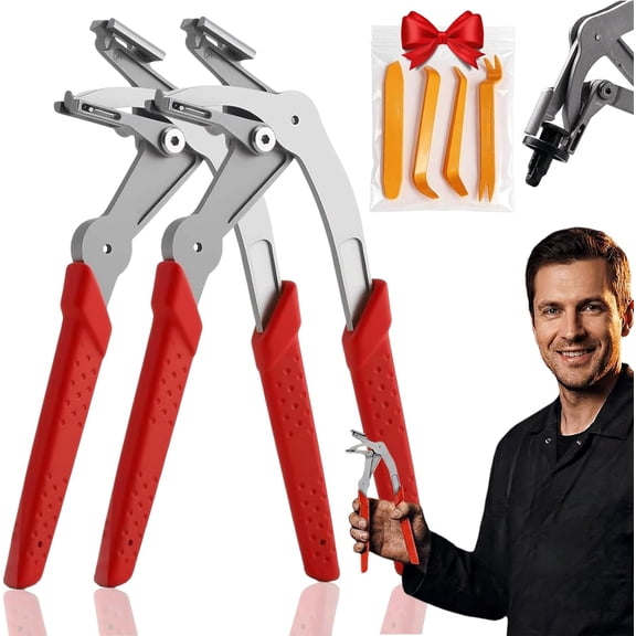 Professional Car Clip Pliers, Automotive Clip Removal Tool & Trim Removal Pliers for Door Panels, Trim Clips, Rivets, and Interior Panels, Essential for Every Mechanic (2pc)