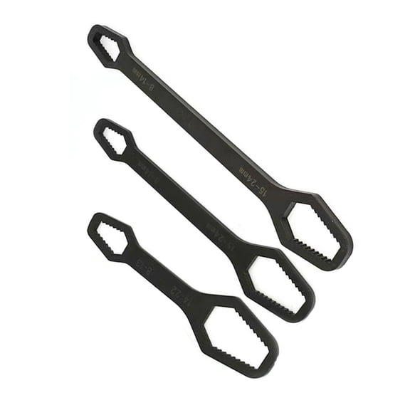 Professional Carbon Steel 15Cm 23Cm 27Cm Double End Spanner Set With Comfortable Grip Suitable For Tight Space 3 Pack