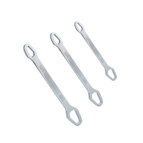 Professional Carbon Steel 15Cm 23Cm 27Cm Double End Spanner Set With Comfortable Grip Suitable For Tight Space 3 Pack