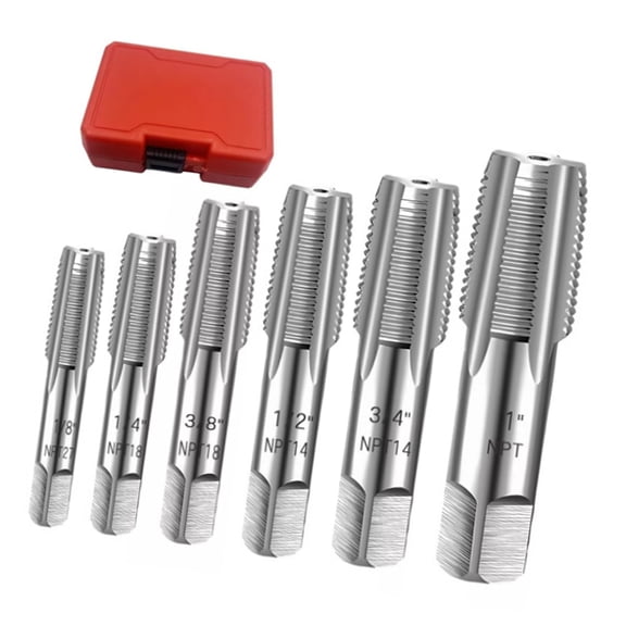 Professional Carbon Steel NPT Tap Set 6Pieces with Box for Plumbing Applications