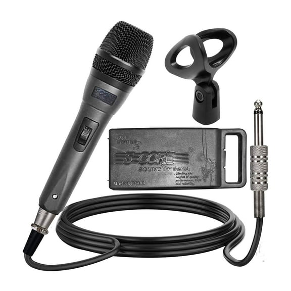 Professional Cardioid Dynamic Microphone Rugged Metal Handheld Mic with Pop Filter, 16ft Cable & Accessories for Live Singing, Speeches, and Studio Recording