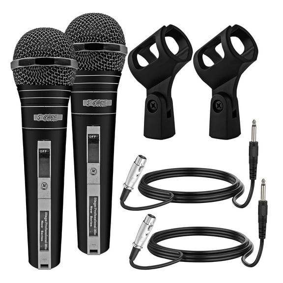 Professional Cardioid Dynamic Microphone with Built-in Pop Filter & On/Off Switch, XLR Vocal Mic for Karaoke, Live Singing, Public Speaking