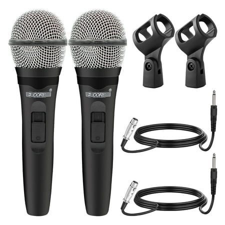 Professional Cardioid Dynamic Vocal Microphone with Built-in Pop Filter & On/Off Switch, XLR Handheld Mic for Karaoke, Live Singing, Public Speaking,2PCS