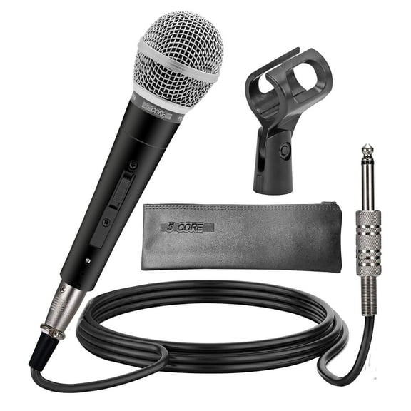 Professional Cardioid Dynamic Vocal Microphone Neodymium Handheld Mic with 16ft Cable, Metal Body & Pop Filter for Karaoke, Live Singing & Studio Recording