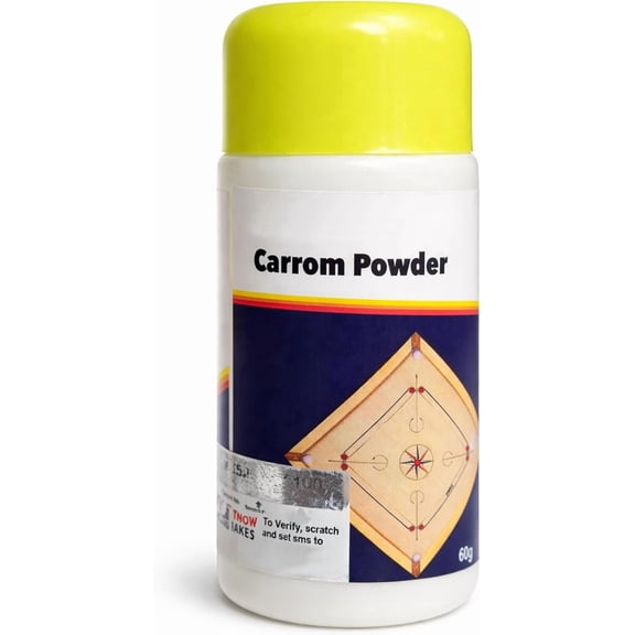 Professional Carrom Board Powder 60 GMS Ultra Smooth Specialized Formula Natural & Safe Tournament Grade Powder for Frictionless Sliding Non-Clogging & Scratch-Free