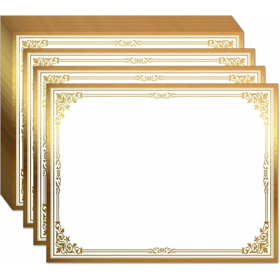 Professional Certificate Paper 8.5 x 11 for Printing, Diploma Paper, Award Paper, 80 lb, 15 Count, Foil Border, for Office, Business Awards, Graduation, School ()