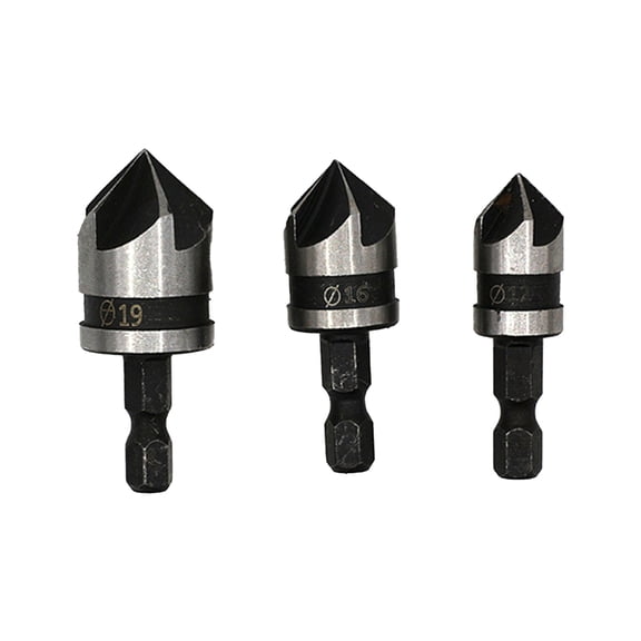 Professional Chamfering Drill Bit Tool With 5 Flute Hexadecimal Shank For Countersinking In Projects 3 Size