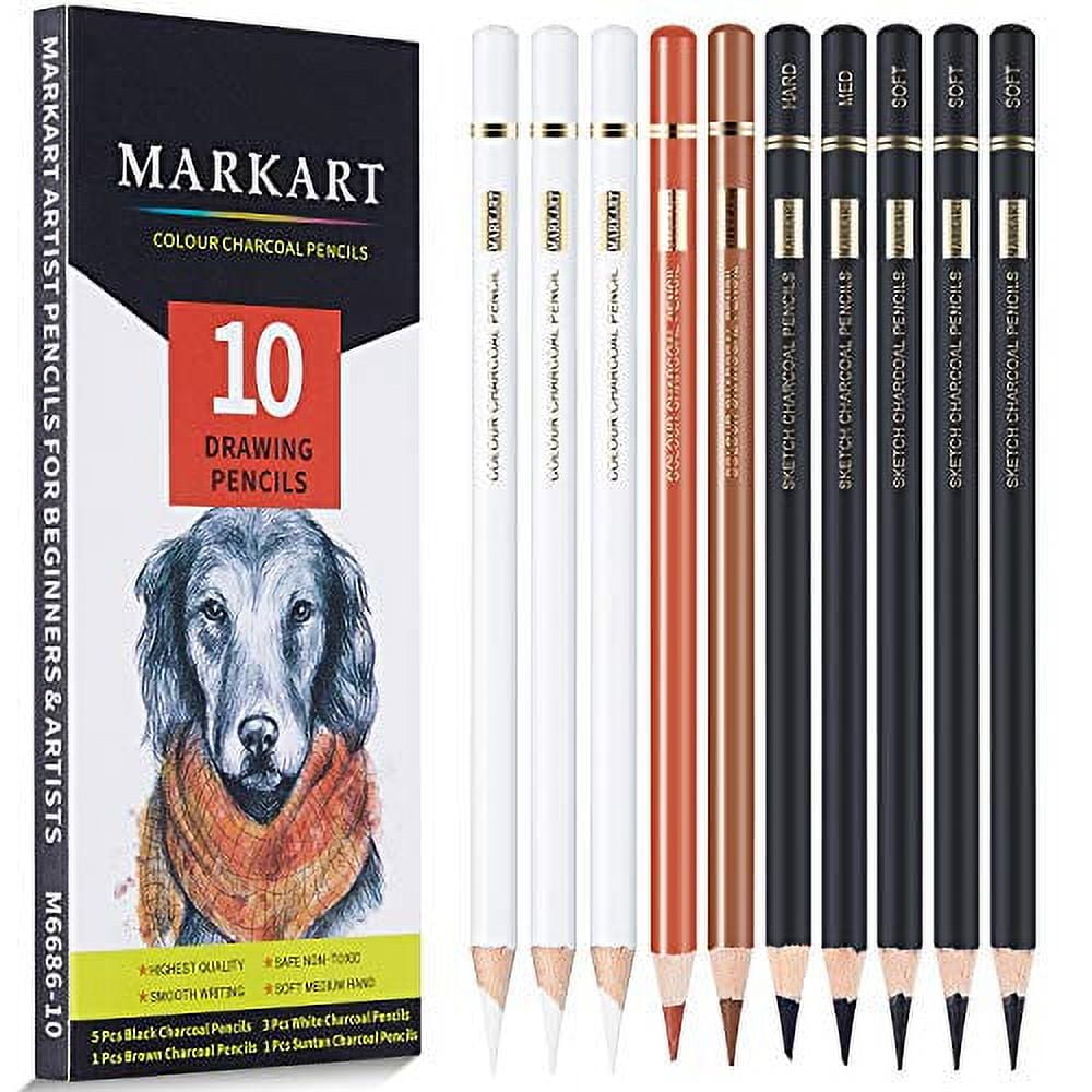 Professional Charcoal Pencils Drawing Set - MARKART 10 Pieces