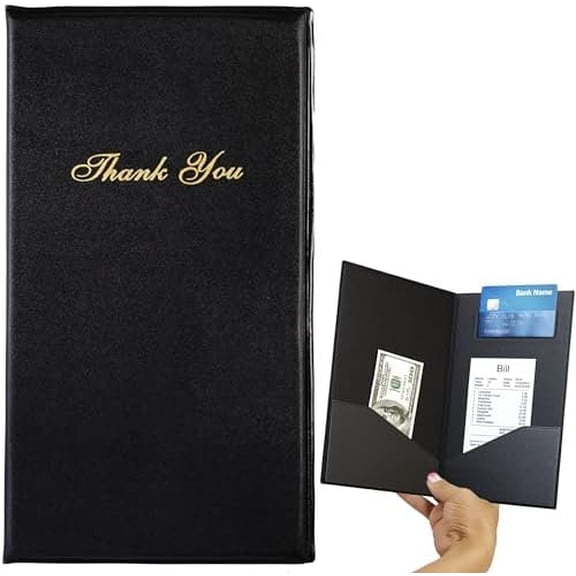 Professional Check Presenters for Restaurants - Black Server Checkbooks with Thank You Imprint for Smooth Payment Transactions, Restaurant Payment Book, and Foldable Tray Holders - 10 Pack