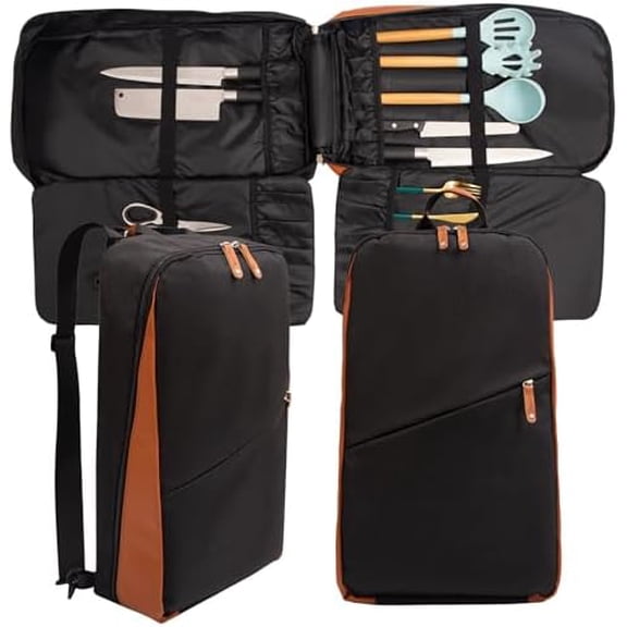 Professional Chef Backpack - Knife Bags for Chefs Professional with 30 Pockets | Chef Knife Roll Bag |Holds 20 Knives & Culinary Tools | Hidden Tablet Pocket | Durability Chef Bag for Kitchen