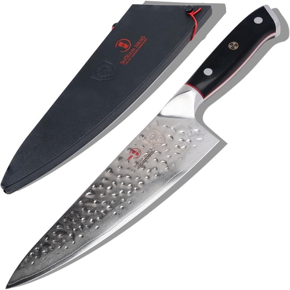 Professional Chef Knife - 8 Blade - Shogun Series ELITE - Damascus Chef Knife - Japanese AUS-10V Super Steel - G10 Black Handle - Razor Sharp - Chef Knife with Sheath