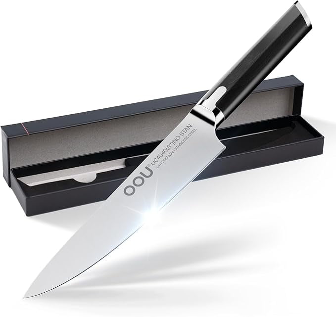 Professional Chef Knife 8 Inch Kitchen Knife, German High Carbon Stainless Steel Super Sharp Chef's Knife With Ergonomic Solid Wood Handle, Useful Kitchen Gadgets