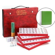 مجموعة ألعاب Mahjong الصينية المهنية 146 بلاط الميلامين كبير الحجم باللون الأخضر مع حقيبة السفر المحمولة ، الانجليزية الانكليزية ، مجموعة Mahjong الكاملة Majiang ، Mah-Jongg ، Maj Jongg ، Ma Jong