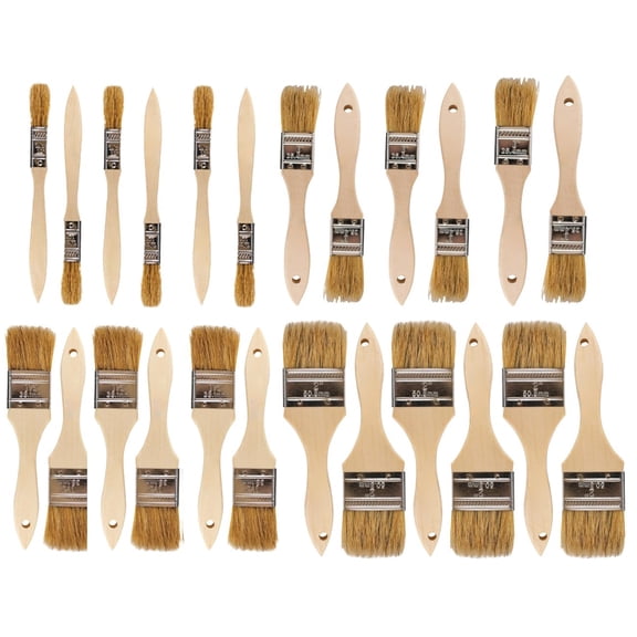 Professional Chip Brush Set, 24 Pack Natural Bristle Paint Brushes for Craft, Varnish, Glue, Primer, Home Renovation Projects, Beige