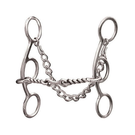 Professional's Choice Futurity 3-Piece Twisted Dog-Bone Short Action Gag Bit - 5.5" Sweet Iron, 5 3/4" Cheek