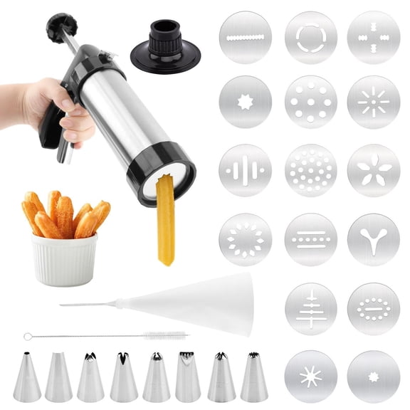 Professional Churro Maker Machine with 16 Discs & 8 Nozzles Cookie Press