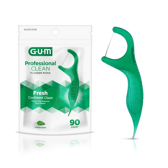 Professional Clean Floss Picks - Extra Strong Shred-Resistant Floss, Easy Grip Handle - Dental Flossers for Adults - Fresh Mint Flavor, 90ct