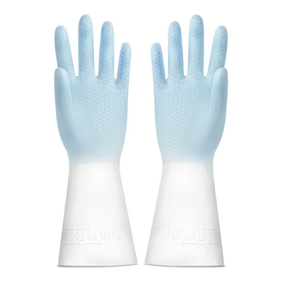 Professional Cleaning Gloves (1-Pair) - Extra Long Rubber Dishwashing Gloves for Kitchen & Bathroom | Latex-Free & Hypoallergenic | Commercial Grade Protection (L, Blue)