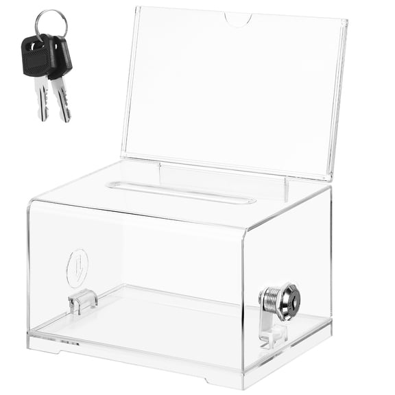 Professional Clear Acrylic Donation Box with Slot and Lock for Office Use