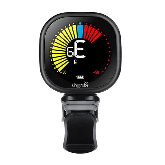 Professional Clip-On Chromatic Tuner For Guitar Ukulele Violin With Rechargeable Battery And 360-Degree Rotating LCD Display