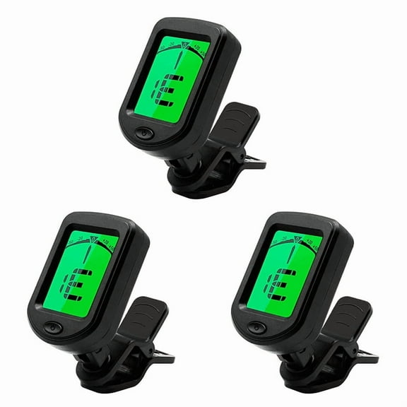 Professional Clip-on Guitar Tuner for Acoustic/Electric Guitar, Ukulele, Violin, Bass, Chromatic Tuning Modes (3 Pack)