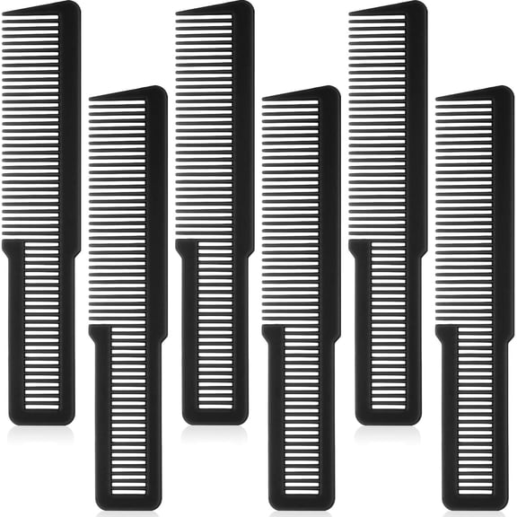 Professional Clipper Barber Combs, 6 Pack Flat Top Styling Combs with Double Tooth Design for Stylists, Black