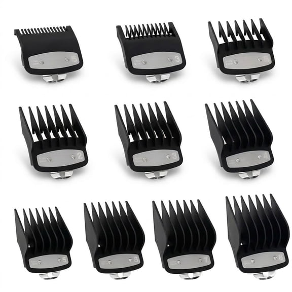 Professional Clipper Guards Set, 10-Piece Premium Hair Clipper Cutting Guides with Stainless Steel Snap-on Metal Clips, Universal Size Limit Combs for Precision Fading, Blending & Grooming