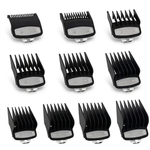 Professional Clipper Guards Set  10-Piece Premium Hair Clipper Cutting Guides with Stainless Steel Snap-on Metal Clips  Universal Size Limit Combs for Precision Fading  Blending & Grooming