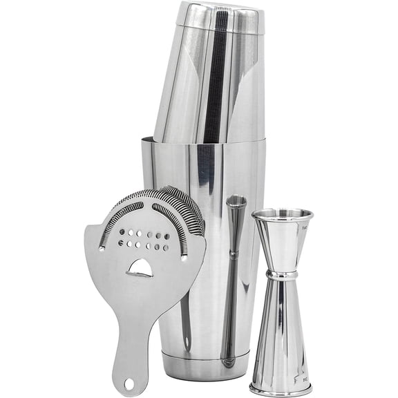 Professional Cocktail Shaker Set Bartending Kit: Weighted Shaker Tins, Strainer and  Jigger
