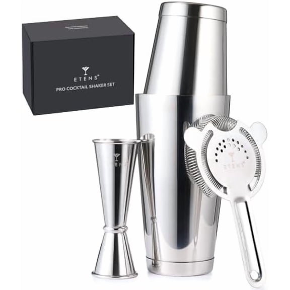 Professional Cocktail Shaker - Weighted Boston Shaker Set with Hawthorne Strainer & Japanese Jigger for Drinks - Stainless Steel Bartender Kit for Mixology$$Home Decor, Kitchen, & Other