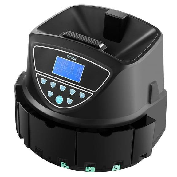 Professional Coin Counting Machine with Sorting Trays - Processes 300 Coins/Min for US Currency (Pennies to Dollars)