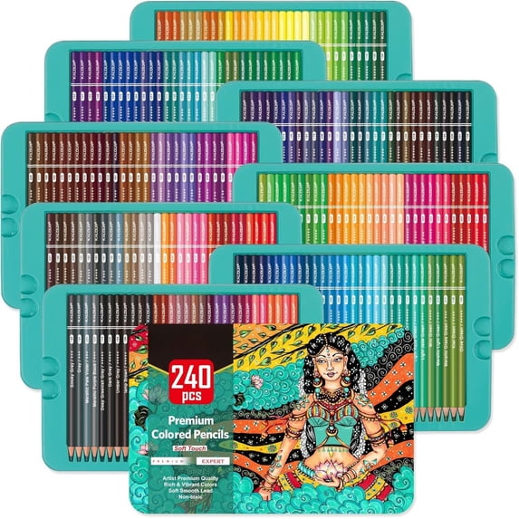 Professional Colored Pencils,Set of 240 Colors,Artists Soft Core with ...