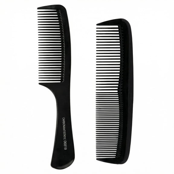 Professional Comb Set - Fine Teeth+Double Row Teeth, Unisex, Suitable for All Hair Types (Curly/Straight/Thick), Enhanced Anti-Tangle, 2 Pack