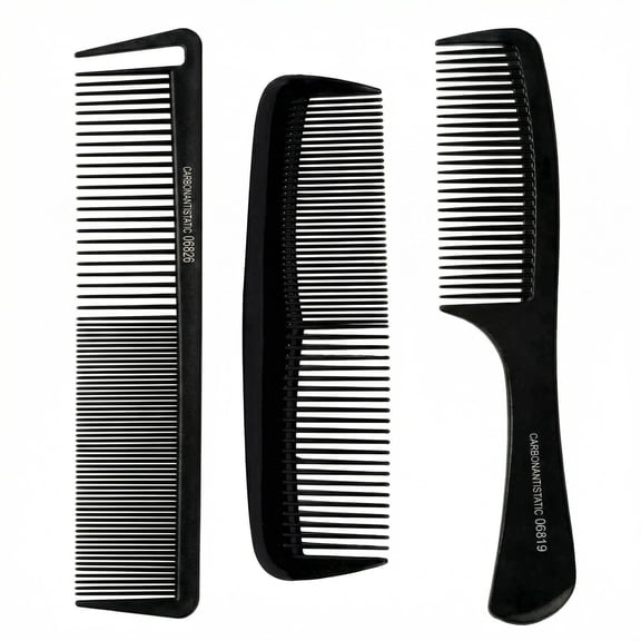 Professional Comb Set - Fine Teeth+Double Row Teeth, Unisex, Suitable for All Hair Types (Curly/Straight/Thick), Enhanced Anti-Tangle, 3 Pack