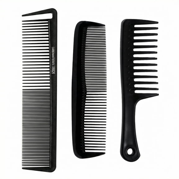 Professional Comb Set - Wide Teeth+Double Row Teeth, Unisex, Suitable for All Hair Types (Curly/Straight/Thick), Enhanced Anti-Tangle, 3 Pack