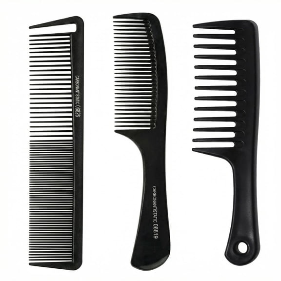 Professional Comb Set - Wide Teeth+Fine Teeth+Double Row Teeth, Unisex, Suitable for All Hair Types (Curly/Straight/Thick), Enhanced Anti-Tangle, 3 Pack