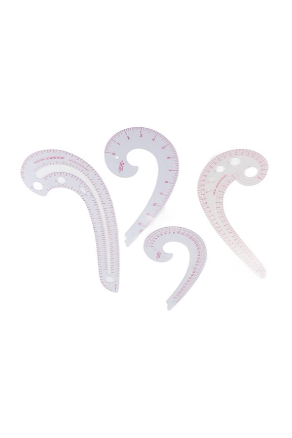 Professional Comma Curve Ruler Set for Pattern Making, 4-Piece French Curve Sewing and Drawing Yardstick (11.8 in / 30 cm)