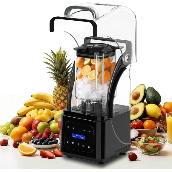 Professional Commercial Blender for Kitchen, Heavy Duty Quiet Shield, 2200W Motor, 6 Food Grade Blade, 60 Oz Pitcher, 5 in 1 Functions Countertop Blender for Ice Crush, Smoothies, Shakes, Spreads