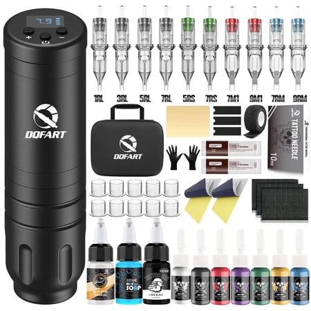 Professional Complete Tätoo Kit, Wireless Tätoo with LED Display, Completed Tätoo Machine Kit for Starter