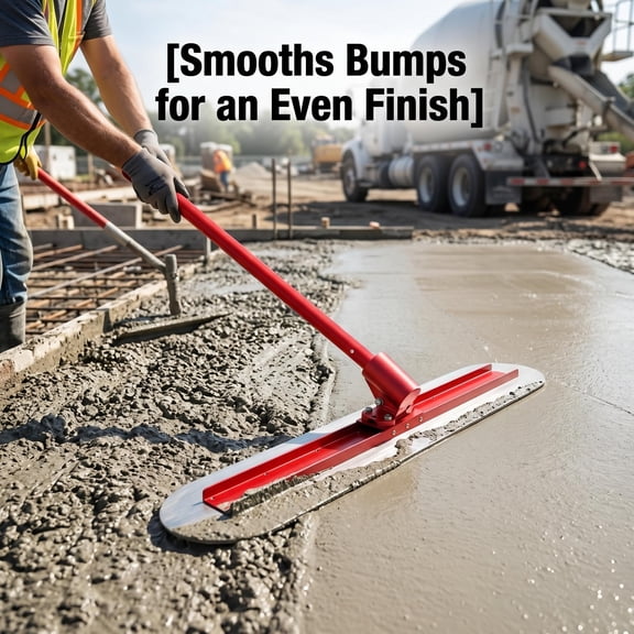 Versatile Adjustable Concrete Bull Float, 48x12 Inch Stainless Steel Finishing Trowel with Extendable Handle for Driveway and Concrete Floor Leveling