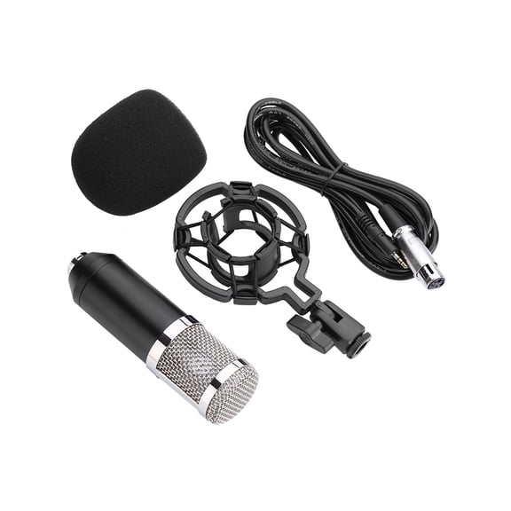 Professional Condenser Microphone Recording Studio Set with Shock Mount and Foam Cap Wired Cardioid Audio Mic 6.5 in / 16.5 cm Black