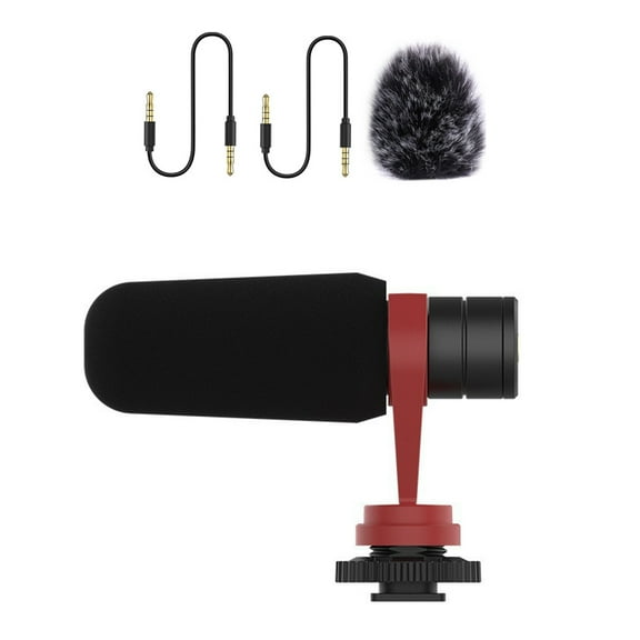 Professional Condenser Microphone with 3.5mm Port Furry Windshield Recording for PC Phone Camera Blogger Streaming