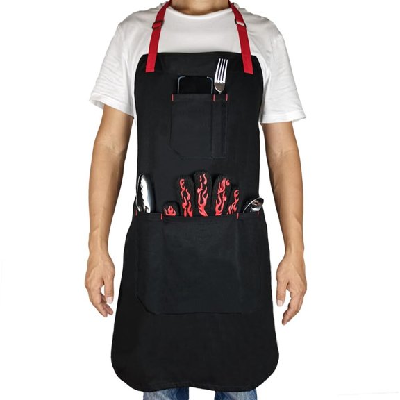 Professional Cooking Apron Chef Designed for Kitchen BBQ Grill,Chef, Hobby and Workshop -10 OZ 100% Cotton twill for Women and Men Bib Adjustable Straps with 3 Pockets-white
